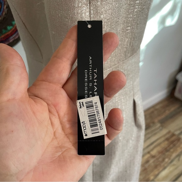 Tahari Arthur S. Levine Dressy Dress! NWT Gorgeous Muted Gold! Size 14 - Picture 10 of 11